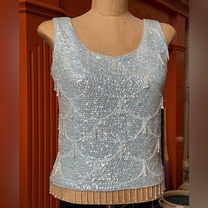 Vintage Pure Wool Sequined Sleeveless Cocktail Top